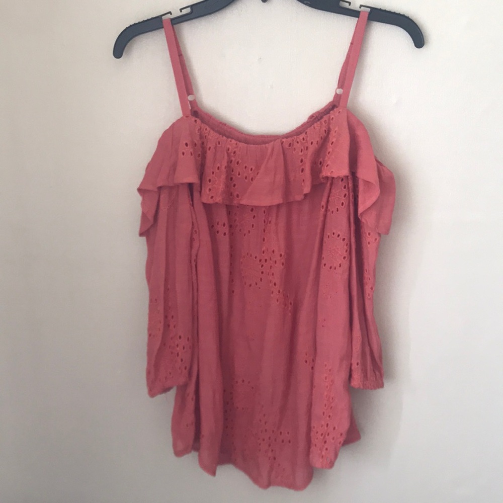 Pink Long sleeve off the shoulder top